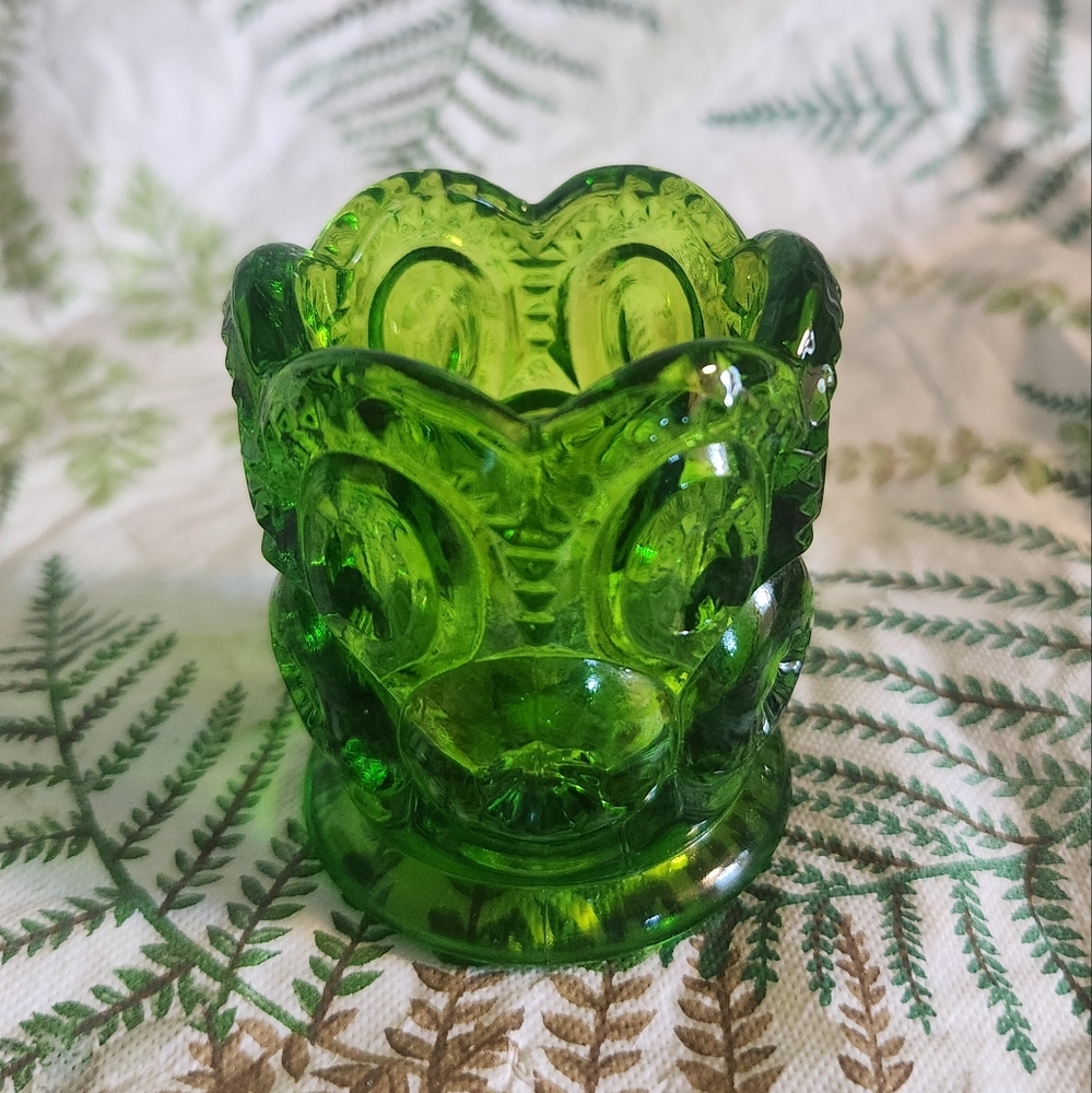 Vintage Green Glass Votive Holder